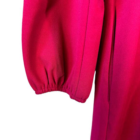 Donna Morgan New Womens Long Sleeve V Neck Fit and Flare Dress Hot Pink 4 Preppy - Picture 10 of 14